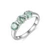 Anillo de plata de ley s925 estilo europeo y americano transfronterizo flores de Moissanita azul-verde corte redondo 0.5 quilates anillo al por mayor