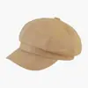 Sombrero octogonal de cuero sintético para mujer, estilo retro británico, para otoño e invierno, boina japonesa de cuero para todo tipo de combinaciones.