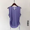 Retirada de Contagem ~ Etiqueta Cortada Contador Roupa de Yoga Colete Blusa Feminina Solta Secagem Rápida Malha Roupas Fitness Top Sem Mangas