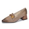 [9.9 kg Par, Se Pueden Combinar] Zapatos Pequeños de Cuero sin Cordones de Tacón Medio para Mujer, Zapatos de Tacón Medio de Cuero Genuino para Mujer
