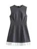Comércio Exterior Moda Ruffled Cintura Apertada Elegante Sem Mangas Slim-fit Costura Verão Novo Estilo Estilo Chanel Estilo Girly vestido