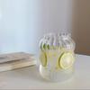 Vaso de Té de Vidrio de Borosilicato Alto Patrón Vertical Transparente de Una Capa Forma de Tambor Gordo de Gran Capacidad Vaso para Leche, Bebida, Jugo con Forma de Oruga