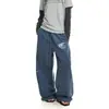 Pantalones casuales holgados con estampado de letras retro americano y efecto desgastado para hombre y mujer, nuevo estilo callejero de otoño, pantalones deportivos de pierna ancha, modernos