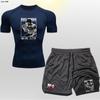 BAKI Anime Shorts Masculinos de Camada Dupla Terno de Manga Curta Dentes de Serra Verão Praia Conjunto de Duas Peças Estampado Esportes ao Ar Livre