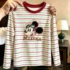 Camiseta de manga larga a rayas de algodón puro para niña, nueva camiseta versátil informal de bloques de color para primavera y otoño de 2026, camiseta básica para niños