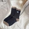 Calcetines de Media Pantorrilla Bordados de Dibujos Animados Estilo Coreano y Japonés para Otoño e Invierno con Diseños de Elefante e Hipopótamo, Calcetines Largos Holgados con Bloques de Color de Hilo