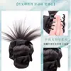 Postizo para Cola de Caballo, Cabello Trenzado de Doble Cola de Caballo, Pinza para el Cabello, Postizo para Moño, Accesorio para el Cabello de Moño, Adorno de Cabello Esponjoso para la Parte Posterior de la Cabeza