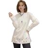 Camisa Branca Elegante de Renda Vazada Bordada Resistente para Mulheres Design Outono 2025 Blusa de Manga Longa com Recortes
