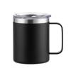 Taza de acero inoxidable simple transfronteriza de 12 oz, portátil, con asa pequeña para oficina, taza aislante para café frío, venta al por mayor