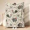 Manta de siesta de franela con estampado de collage de gallo de granja vintage TEMU transfronteriza, manta decorativa para sofá de animal lindo