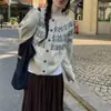 Cárdigan de punto jacquard Fair Isle para mujer, nuevo otoño e invierno, holgado vintage, casual, suave y versátil, chaqueta suéter para mujer