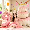 Globo grande de pastel rosa decoración de cumpleaños ambientación de escena para el primer cumpleaños de niñas fiesta infantil con sentido de ceremonia pared de fondo