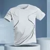 Camiseta de Manga Corta Transpirable de Secado Rápido de Seda de Hielo para Hombre, Verano, Deportes, Fitness, Malla Transpirable, Resistente a Manchas, Manga Media de 5 Puntos