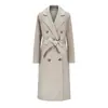 Blazer Longo Feminino Lã Dupla Face Outono/Inverno 2026 com Gola de Terno, Cor Sólida, Caimento Solto, Emagrecimento, Estilo para o Trabalho, Dupla Face, Casaco 100% Lã