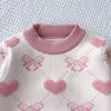 Conjunto de Suéter para Niñas 2025 Otoño e Invierno Nuevo Estilo Coreano Moda Cápsulas Corazón Tejido de Punto Jersey de Manga Larga Conjunto de Dos Piezas Tendencia