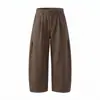 Calça Casual Masculina Muqiu Retrô Americano Sarja Algodão Puro Calça de Trabalho Masculina Relaxada Solta de Perna Reta