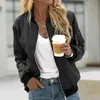 Chaqueta casual transfronteriza para mujer AliExpress 2024 otoño nueva color liso moda europea y americana cremallera chaqueta exterior para mujer