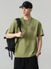 Camiseta de Verão 2026 Nova Gola Redonda Manga Curta Preta Branca Verde Corte Solto Com Etiqueta Sem Gola Algodão
