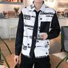 Camisa de manga larga a rayas para hombre de primavera y otoño, moderna, estilo universitario, estilo Hong Kong, talla extra, con diseño de traje con corbata, camisa con sentido del diseño, abrigo para hombre