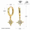 Pendientes de Plata de Ley S925 al por Mayor de la Fábrica de Origen, Incrustados con Pendientes de Estrella de Ocho Puntas de Circonita, Suministro Transfronterizo, en Stock