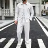 Nuevo traje de hombre de lino de color liso, manga larga, cuello camisero, corte holgado, para comercio exterior transfronterizo europeo y americano