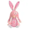 Muñeco sin rostro de Pascua transfronterizo orejas de conejo a cuadros decoración de escritorio decoraciones de conejo