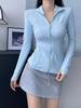 Chaqueta Definida de Cuello Alto con Soporte para Fitness y Yoga, Ajuste Slim, Top Casual Elástico para Mujer