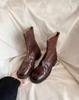¡Stock Disponible, Enviado al Instante! Botas Cortas Retro de Moda y Versátiles con Punta Redonda, Cierre Trasero y Tacón Grueso para Mujer, Botas Martin de Suela Gruesa, Invierno
