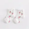 26 Calcetines Infantiles de Algodón Delgado para Primavera y Verano, Estampado Floral Oscuro, Calcetines de Moda para Bebés y Niños Pequeños, Lindos Calcetines de Princesa con Borde de Volantes