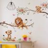 Varios Pegatinas de Animales de Dibujos Animados con Ramas de Árbol, Incluyendo Osos, Erizos, Conejos, Ciervos, Leones, Mariposas y Hongos, para Decoración de Dormitorio y Sala de Estar