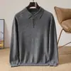 Nuevo para Otoño/Invierno 2026 Camiseta de Punto POLO 100% Lana para Hombre Suéter Cálido Casual de Negocios para Hombres de Mediana Edad