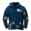 Moletom Novo Retro Transfronteiriço com Estampa 3D da Bandeira Americana, Tamanho Grande, Pulôver com Capuz Casual Solto
