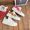 Baikuang estilo europeu flor respirável sola grossa sapatos brancos para mulheres 2023 verão novo nicho versátil casual skate board sapatos