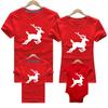 Camiseta al por mayor verano running ciervo de Navidad autoproducido algodón fino ropa para padres e hijos ropa infantil estampada manga corta cuello redondo