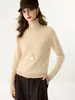 Nova blusa de base de malha de caxemira para outono e inverno, suéter de cor sólida moderno, simples, macio, confortável, com gola alta para mulheres