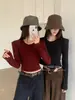 Yuanxi - Coleção de Outono, camiseta feminina de manga curta moderna e minimalista com estampa de letras, corte justo, ombros estruturados e gola redonda, estilo 266327