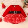 Baopai Roupas Infantis Europeias e Americanas Natal Meninas Outono e Inverno Veludo Dourado Manga Longa Costura Estrela Lantejoulas Malha Vestido Envolvente