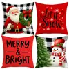 Funda de cojín de Papá Noel estilo acuarela, con un estampado de dibujos animados bordado, adecuada para sofás de estilo americano y decoraciones navideñas