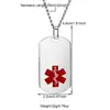 Exportação transfronteiriça de joias comércio exterior quente logotipo médico internacional cobra bastão quadrado marca dog tag pingente ouro titânio aço colar