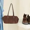 Bolso de Suede Mate Vintage para Debajo del Brazo para Mujer, Bolso de Hombro Único Cruzado, Bolso Baguette de Alta Gama para el Trabajo, Bolso de Mano Marrón de Cuero Genuino