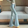 Jeans de tiro alto ajustados con microbota para mujer, nuevos de principios de otoño 2026, pantalones acampanados elásticos que se ajustan al cuerpo, pantalones de campana largos hasta el suelo