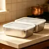 Recipiente de Armazenamento Caixa Conservadora de Frescor em Aço Inoxidável com Tampa, Adequado para Montagem de Barraca, Marmita de Piquenique, Recipiente de Alimentos para Geladeira e Caixa de Porcionamento Refrigerada