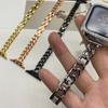 Adecuado para Apple iWatch 11.ª Generación 10/987Se Nuevo Estilo de Cadena Sencilla Delgado Correa de Reloj Metálica Estilo Chanel Pequeña para Mujer