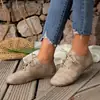 Zapatos planos de cordones retro para mujer en tallas grandes para exportación, cómodos de punta redonda para el campus, mocasines elegantes e informales