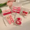 2024 Nuevo Pasador de Amor para el Cabello para Mujer Lindo Rosa Lateral Pinza para Flequillo Pequeño Adorno para la Cabeza Pasador Dopamina