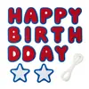 Banner Feliz Cumpleaños rojo, blanco y azul para fiesta del 4 de Julio Día de la Independencia y accesorios para fotos