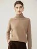 Nuevo suéter de cuello alto para mujer de otoño e invierno, mezcla de cachemira, top de punto versátil, capa base tipo jersey, disponible en colores verde azulado, morado y camel, grueso