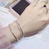Sansheng Sanshi Prata Pura 9999 Prata de Lei Pulseira para Mulheres Simples Três Anéis Sólido Nicho Liso Anel Pulseira de Prata Presente