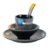 Juego de cuatro piezas de melamina para olla caliente restaurante vajilla japonesa imitación porcelana plástico restaurante barbacoa platos taza juego de cuchara comercial
