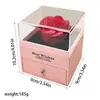 Caixa de Flores Eternas Caixa de Presente Dia dos Namorados Caixa de Acrílico Transparente Caixa para Pingente de Colar Anel Caixa de Presente com Flor de Rosa